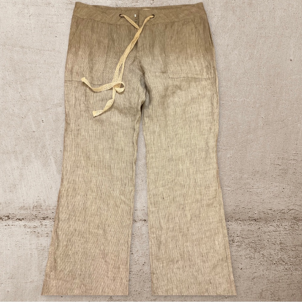 LAJU 100% Linen Women’s Tan Pants